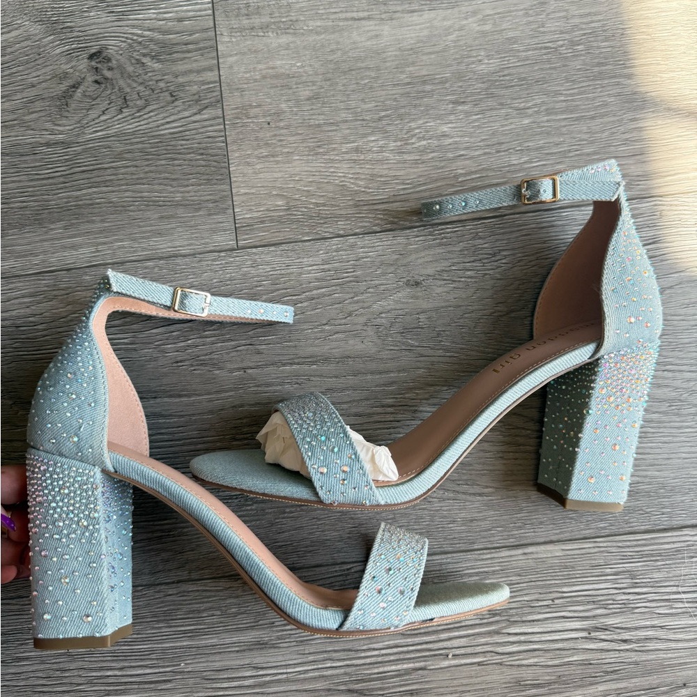 Madden Girl Denim Heels Size 8